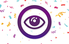 Confete de comemora&ccedil;&atilde;o envolvendo o &iacute;cone da vis&atilde;o de Lions Clubs International